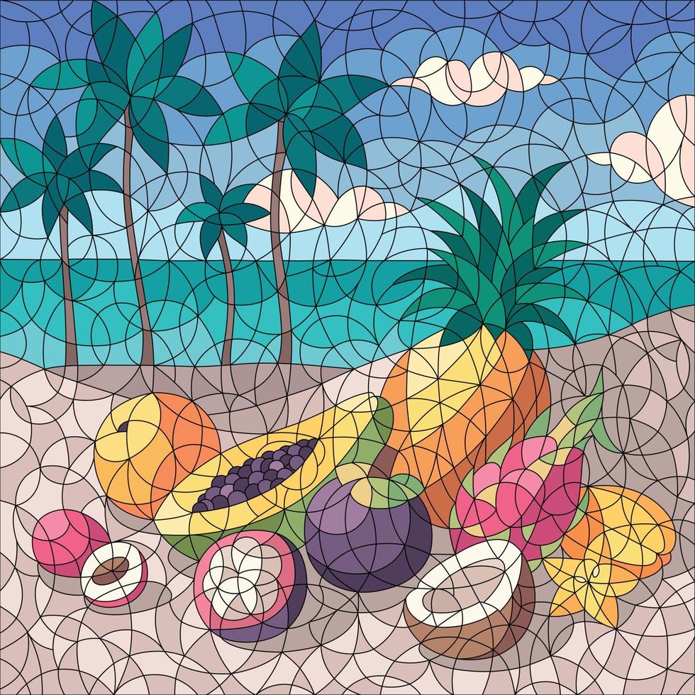 Früchte Strand Mosaik Komposition vektor
