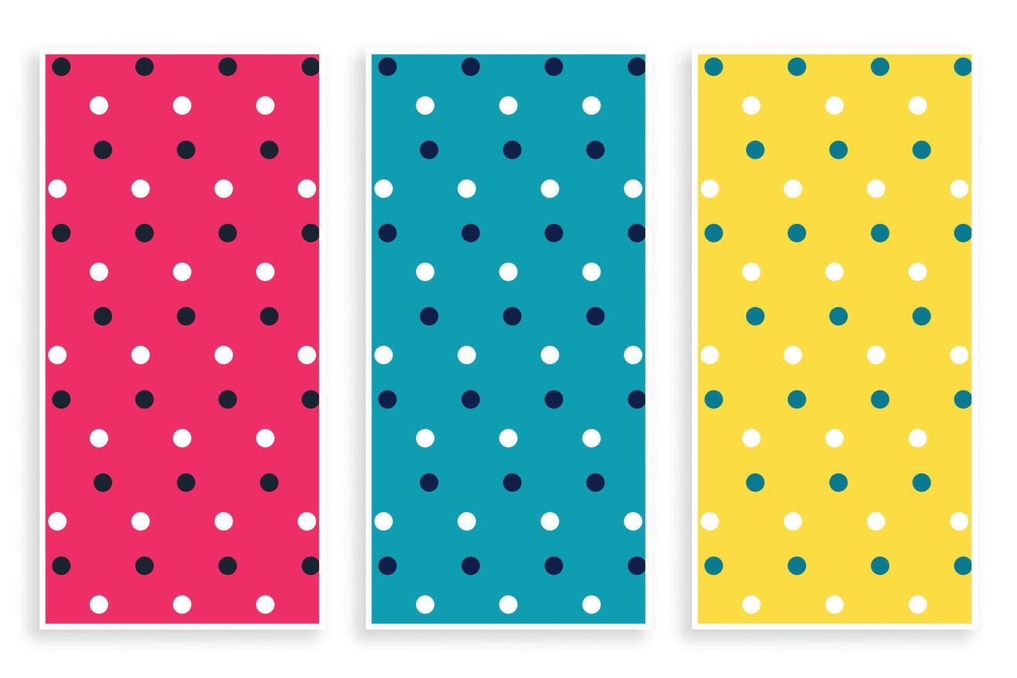 Polka Muster Banner einstellen im drei Farben vektor