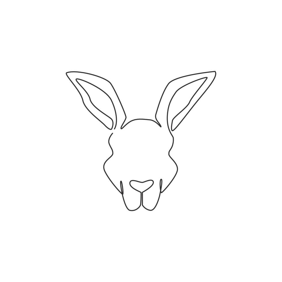 Eine einzige Strichzeichnung eines süßen Känguru-Kopfes für die Identität des Geschäftslogos. Wallaby-Tier aus Australien-Maskottchen-Konzept für Firmenikone. trendige durchgehende Linie zeichnen Grafikdesign-Vektorillustration vektor