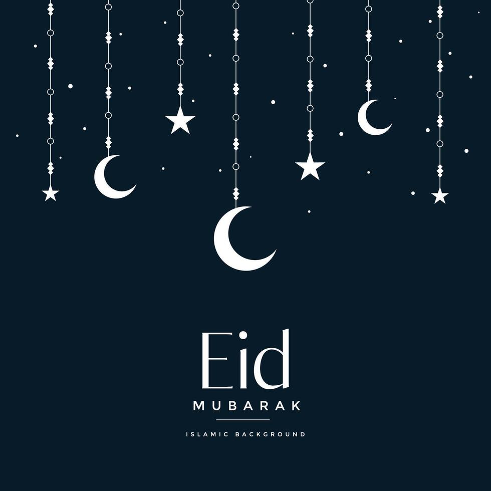 eid Mubarak hängend Mond und Sterne Gruß vektor