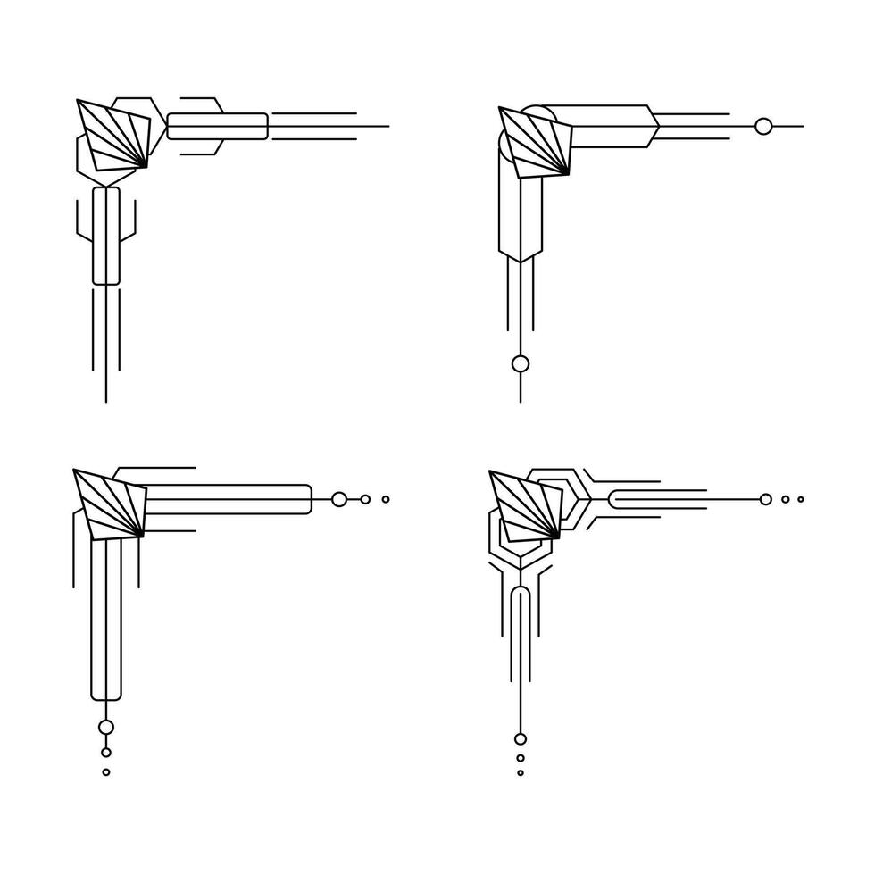 konst deco linje gräns. modern arabicum guld ramar, dekorativ rader gränser och geometrisk gyllene märka ram design element vektor