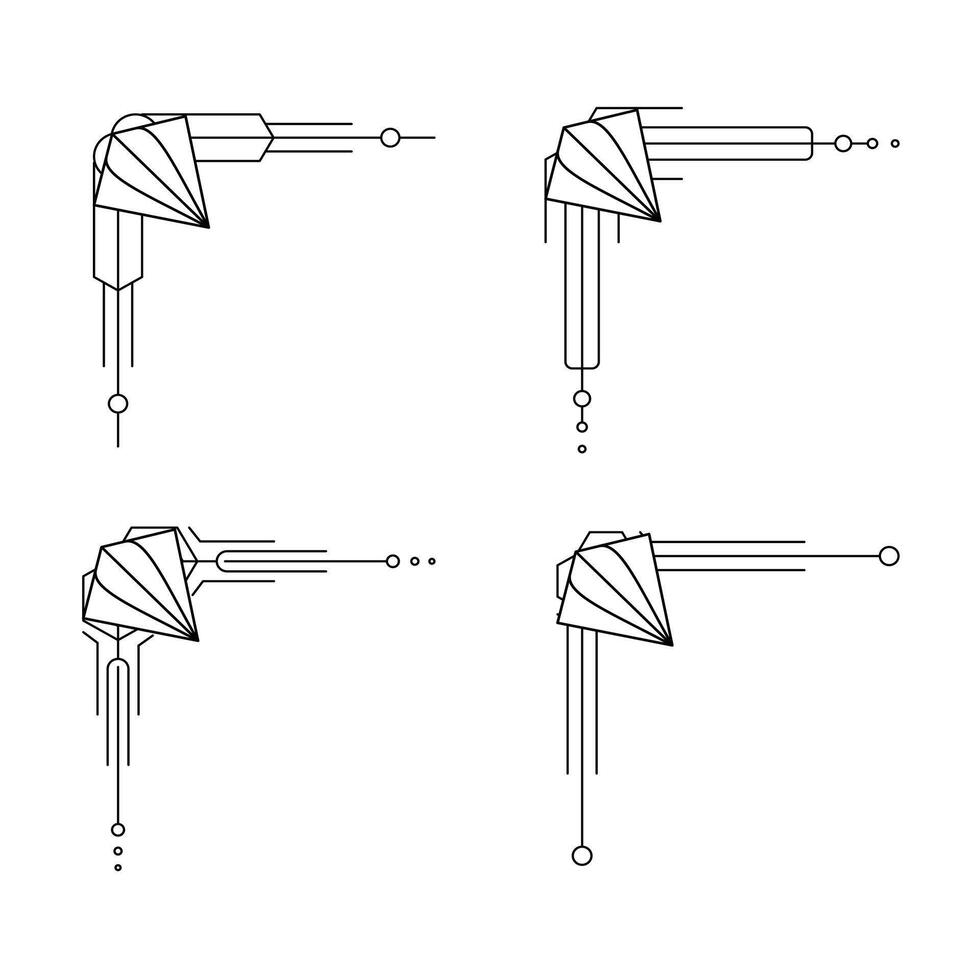 konst deco linje gräns. modern arabicum guld ramar, dekorativ rader gränser och geometrisk gyllene märka ram design element vektor