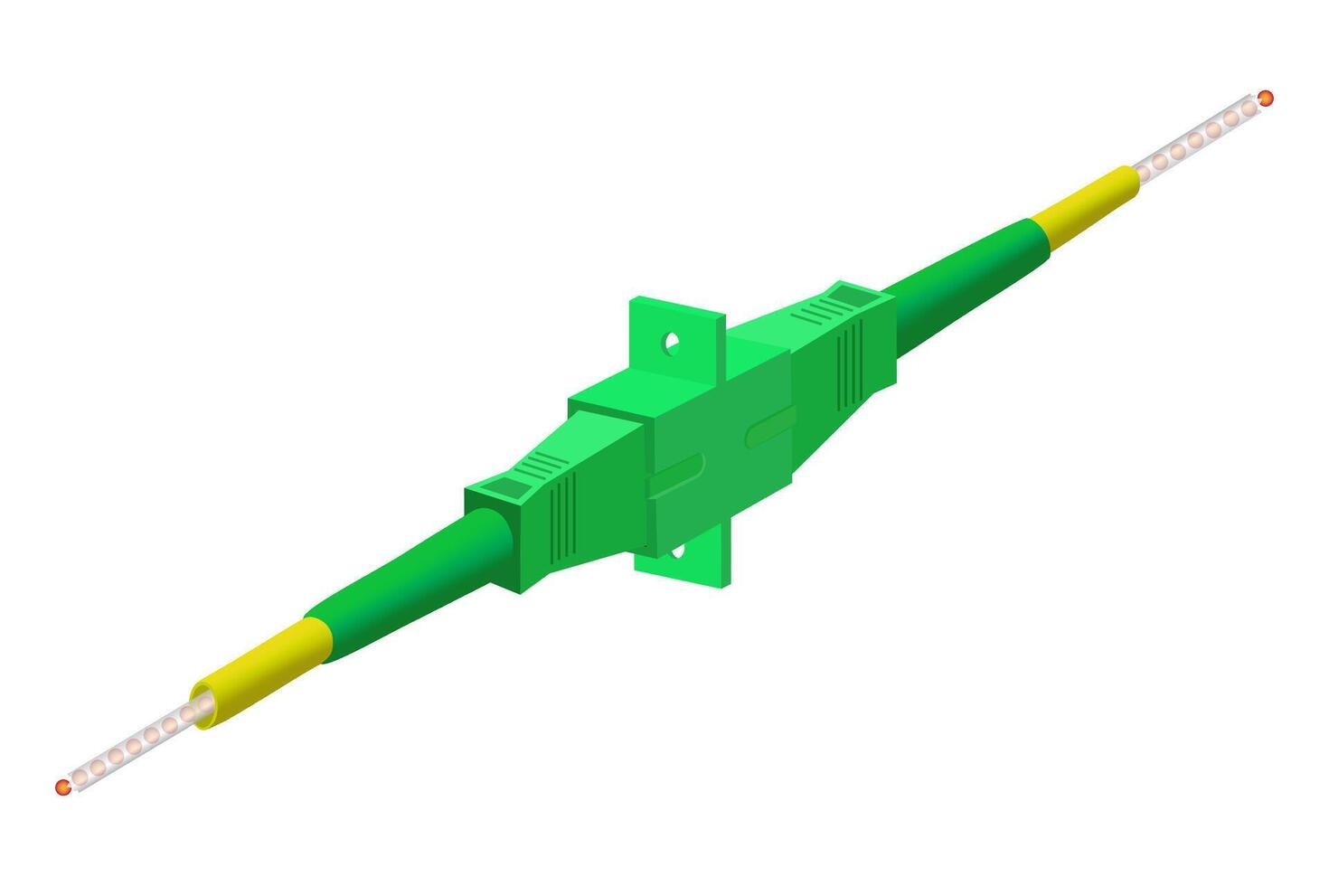 optisch Ballaststoff Kabel mit sc apc Verbinder und sc Simplex Adapter. vektor