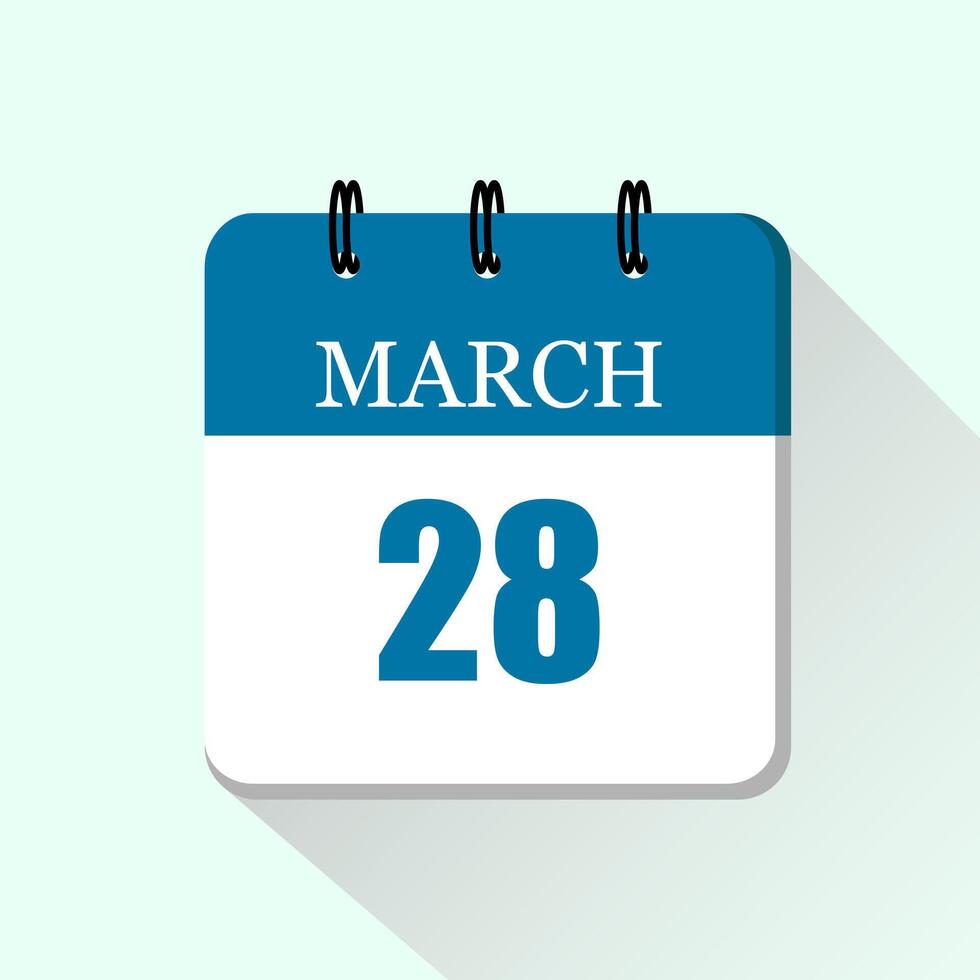28 März eben Täglich Kalender Symbol Datum und Monat vektor