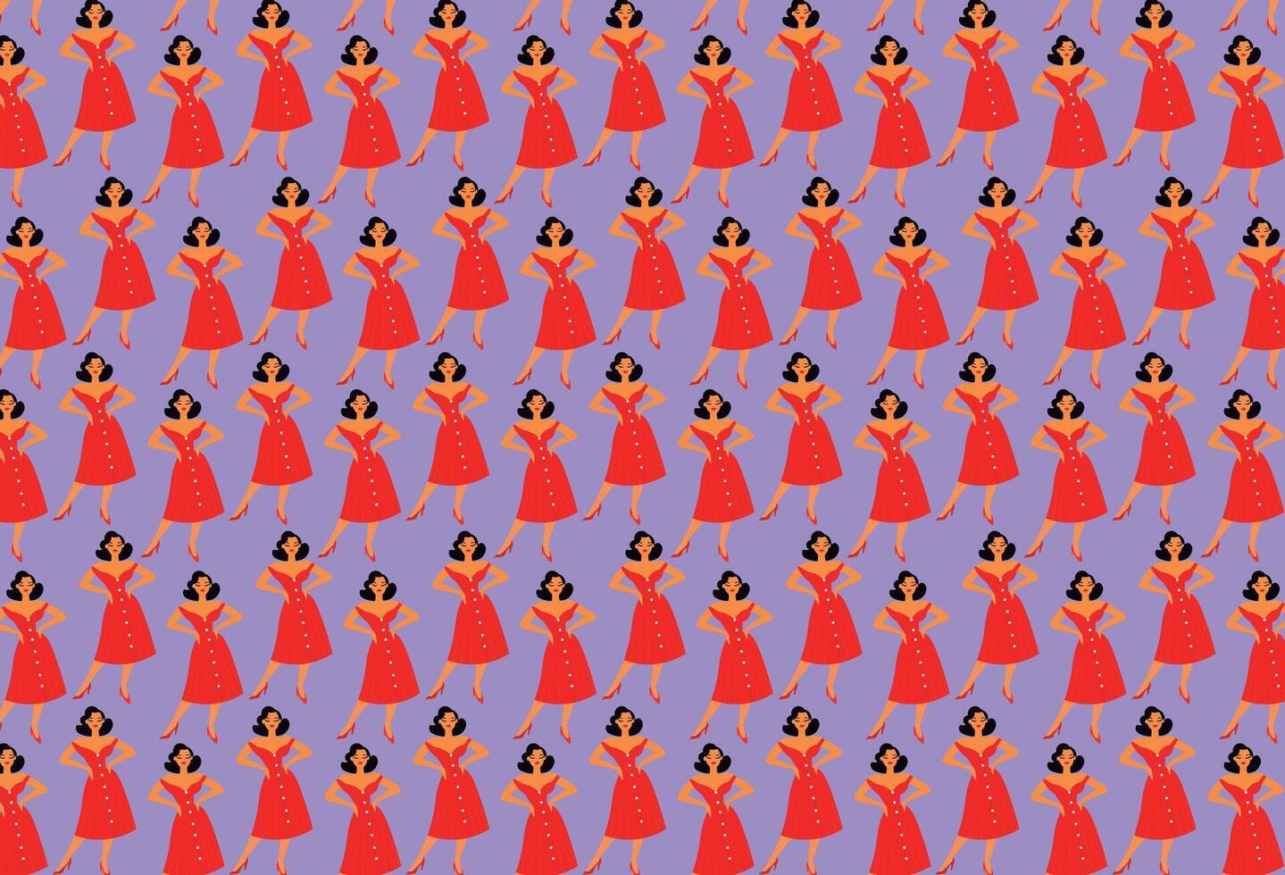 utvikningsbrud illustration med röd klänning, mönster, för bakgrunder och texturer vektor