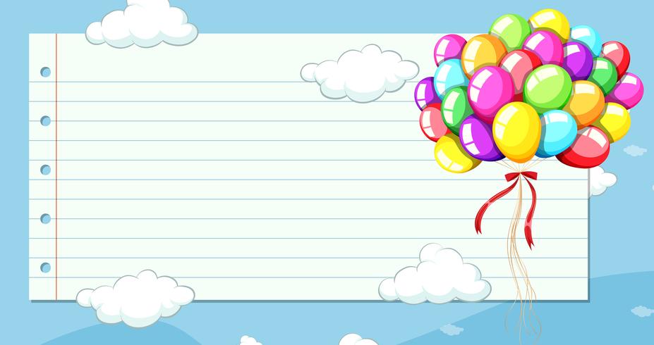 Linie Papierschablone mit Ballonen im Himmel vektor