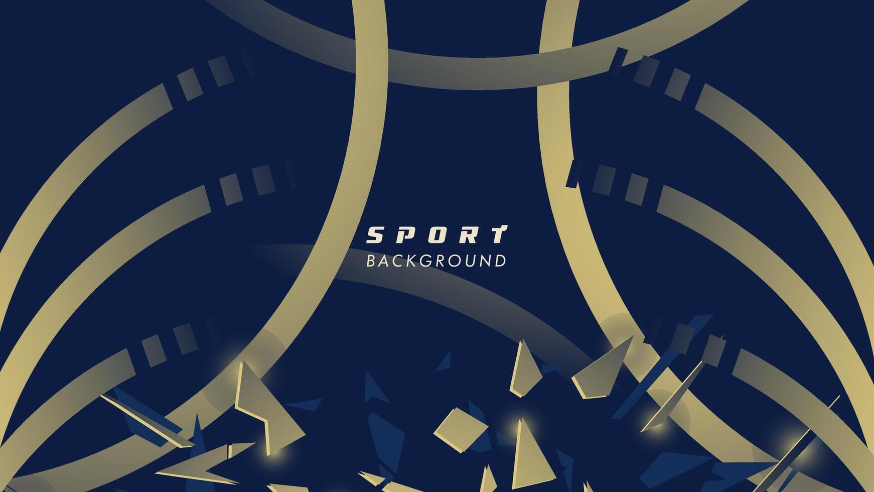 abstrakt futuristisch geometrisch Gold und dunkel Blau Hintergrund mit modern Formen. Design Vorlage Technologie Konzept geeignet zum Spiel Banner, olympisch Sport Poster, Cyber Hintergrund vektor