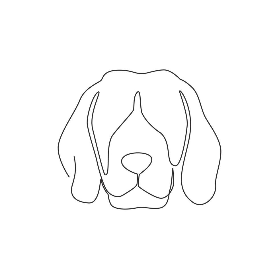 en kontinuerlig linjeritning av enkel söt beagle valp hund huvud ikon. däggdjur djur logotyp emblem vektor koncept. dynamisk enda rad rita design grafisk illustration