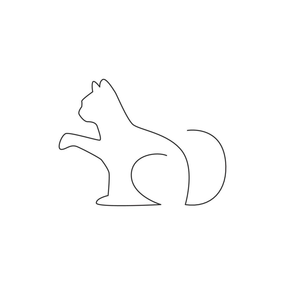 einzelne durchgehende Strichzeichnung des niedlichen Kätzchenkatzensymbols. Kitty Haustier Logo Emblem Vektor Konzept. moderne grafische Darstellung des einzeiligen Zeichnens