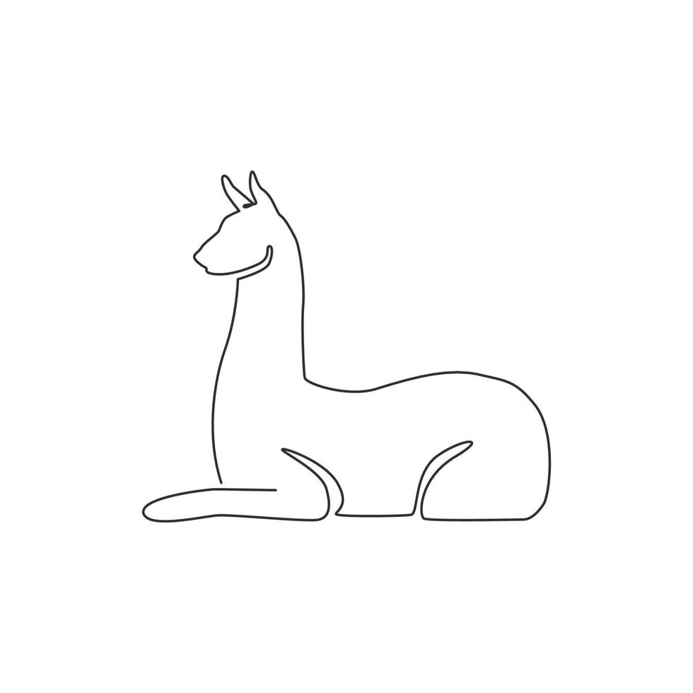 Eine einzige Strichzeichnung eines süßen Lamas für die Identität des Firmenlogos. Business Corporation Icon-Konzept von Tieren, die typisch für Südamerika sind. durchgehende Linie zeichnen Grafikdesign-Vektorillustration vektor