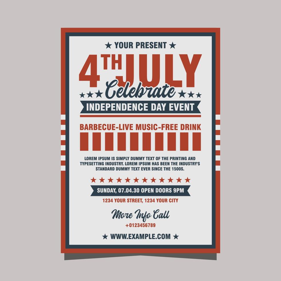 4:e juli firande fest flygblad mall vektor