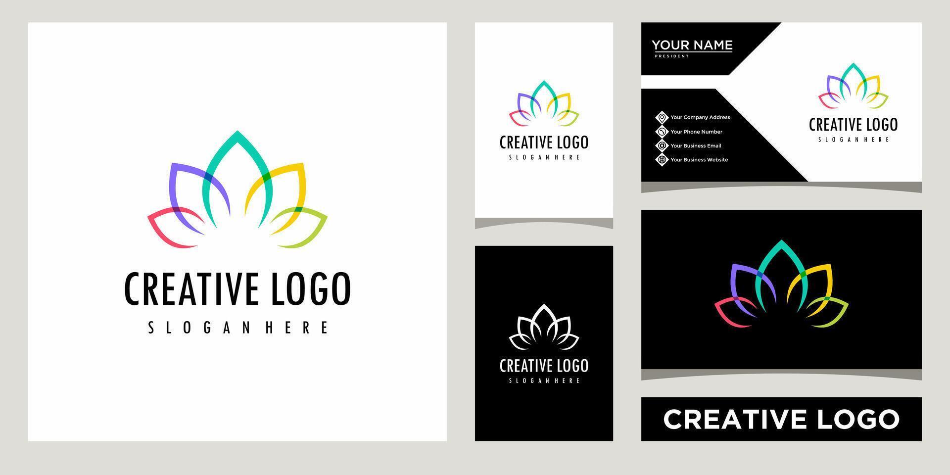 Lotus Blume überlappend Farbe Symbol Logo Design Vorlage mit Geschäft Karte Design vektor