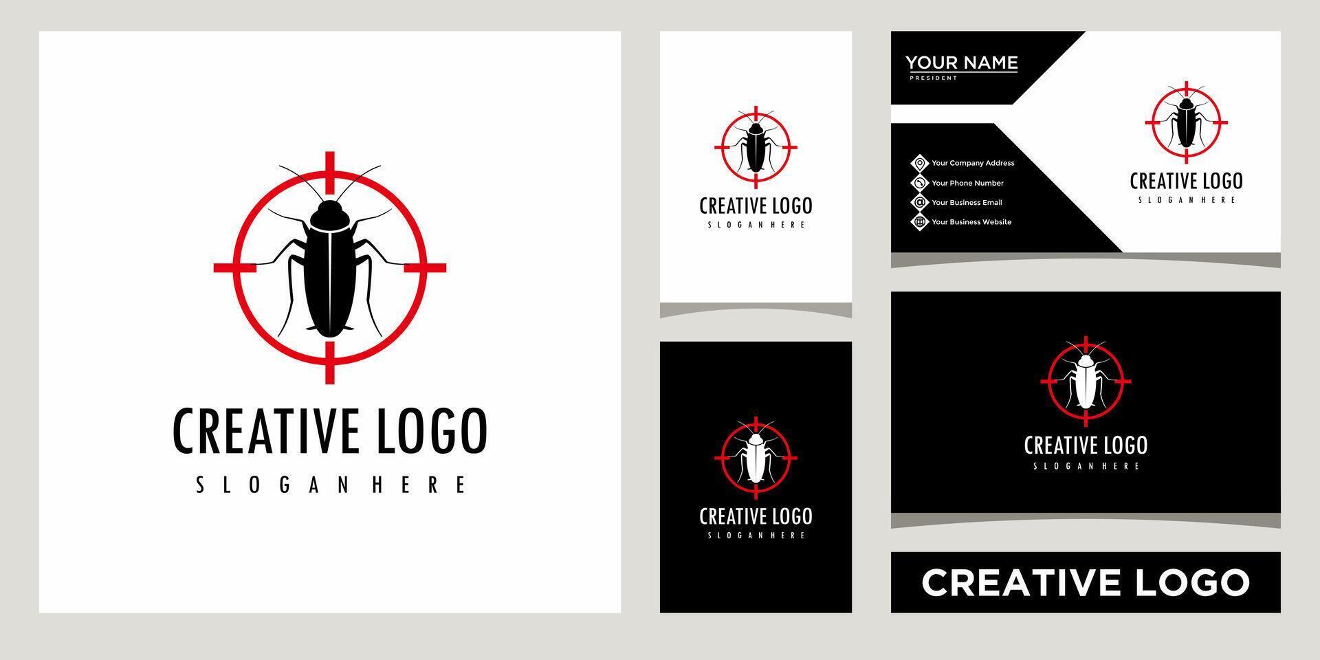Pest Steuerung Symbol Logo Design Vorlage mit Geschäft Karte Design vektor