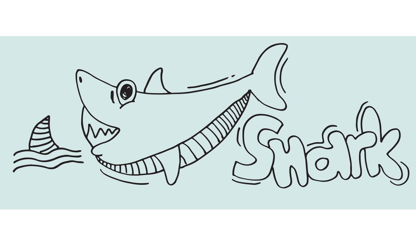 süß Hai Karikatur Hand gezeichnet style.doodle Hai. vektor