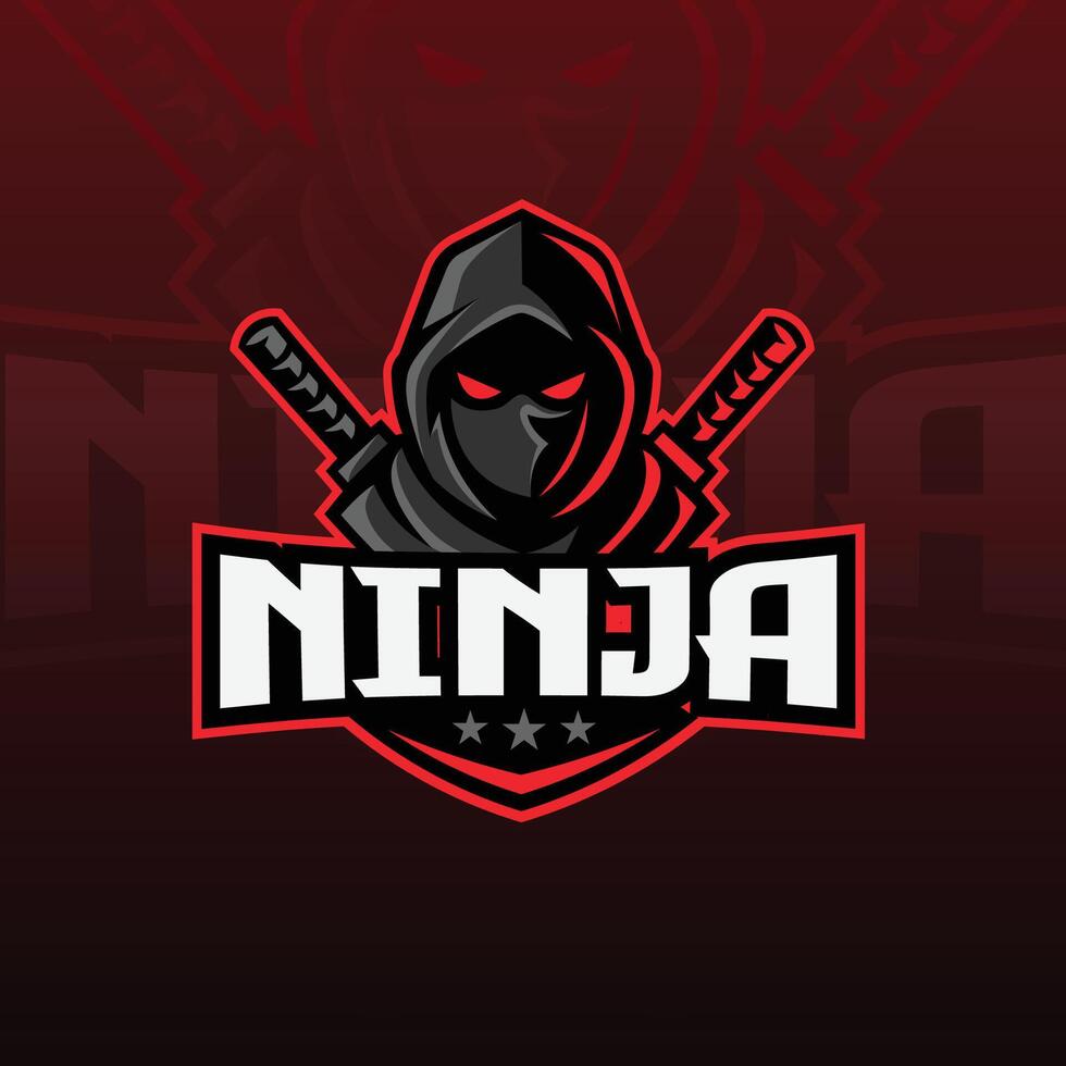 ninja maskot esport logotyp vektor