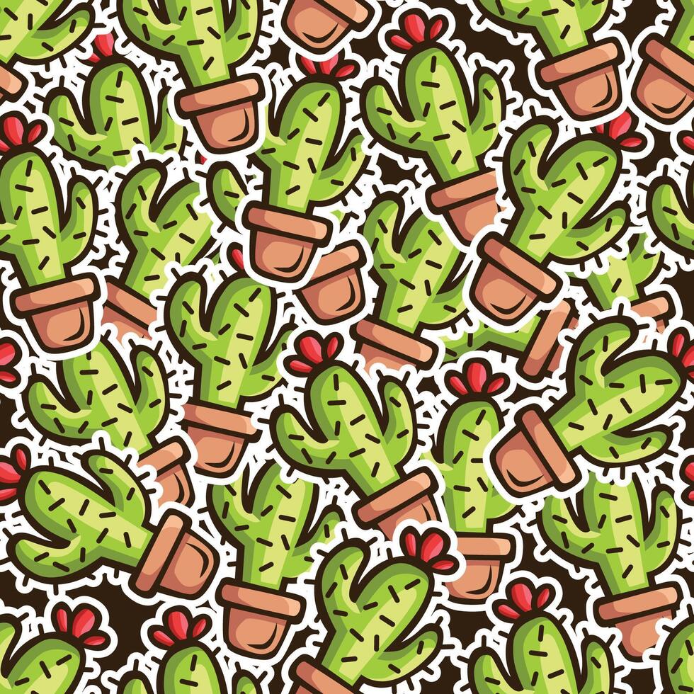 Kaktus Gekritzel nahtlos Muster Design vektor