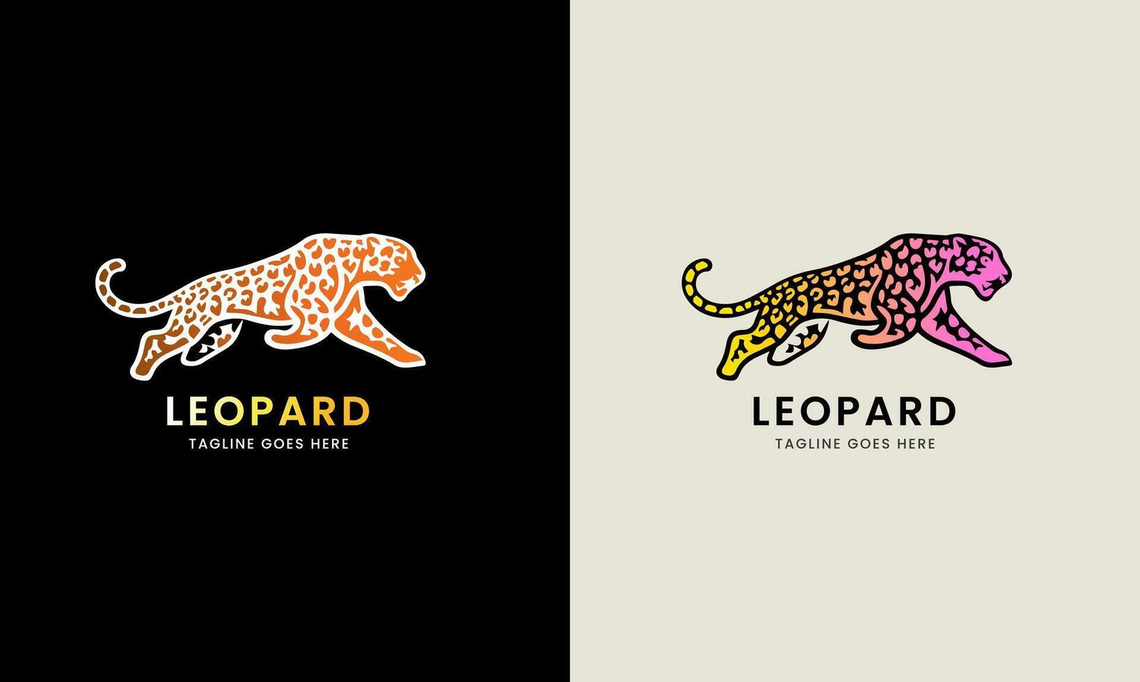 leopard ikon symbol puma, jaguar huvud, katt tiger djur- logotyp mall bild illustration vektor