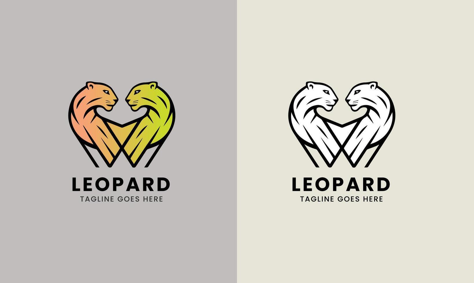 leopard ikon symbol puma, jaguar huvud, katt tiger djur- logotyp mall bild illustration vektor
