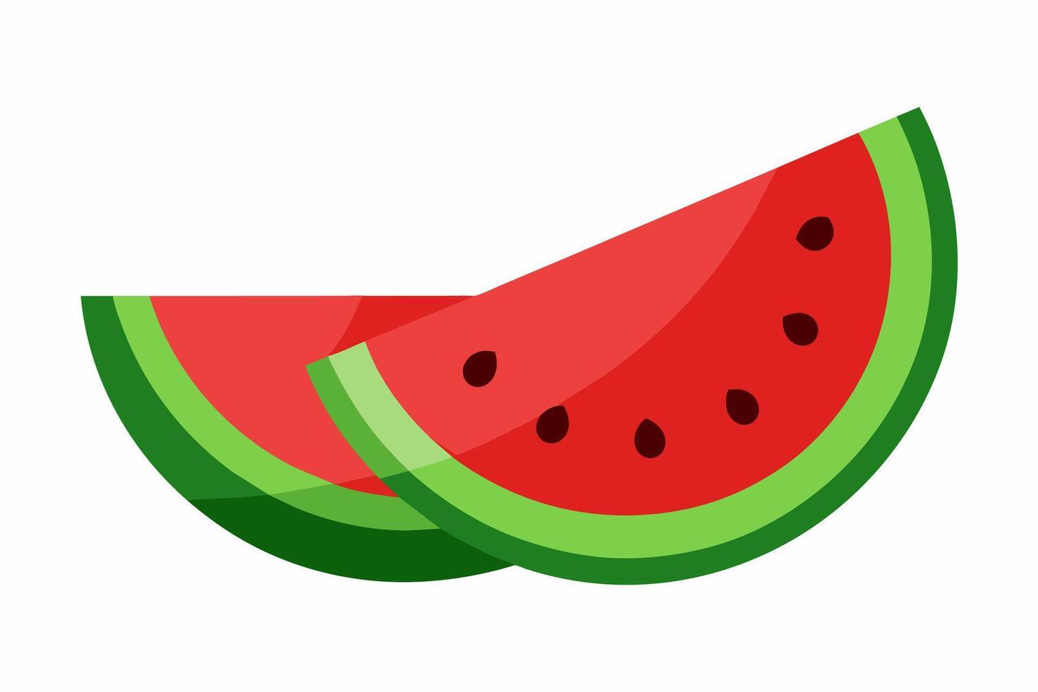 färsk skära vattenmelon skiva. färgrik illustration av mogen frukt. begrepp av näringsrik mellanmål, sommar förfriskning, naturlig sötma. grafisk konst. isolerat på vit bakgrund. skriva ut, design element vektor