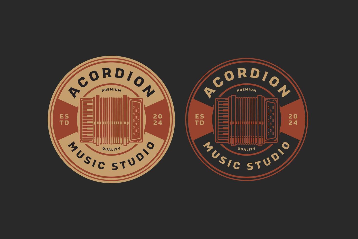 Akkordeons Musik- Instrument Abzeichen Logo zum Musik- Festival, Studio und Unterhaltung vektor