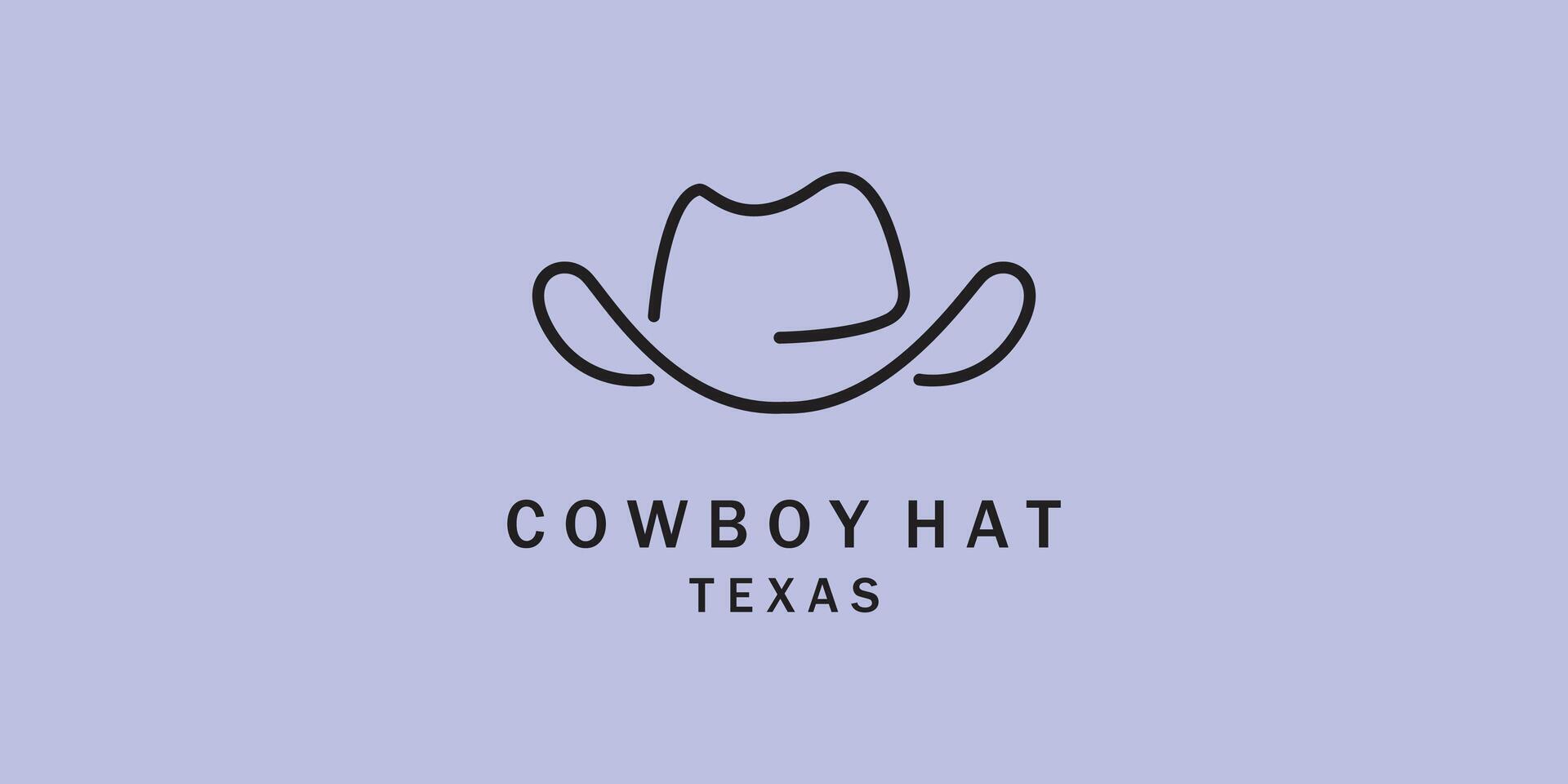 logotyp cowboy hatt linje konst enkel logotyp illustration design vektor