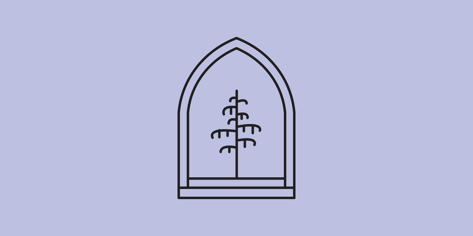 Logo Linie Kunst Baum mit Emblem Linie Illustration Design vektor