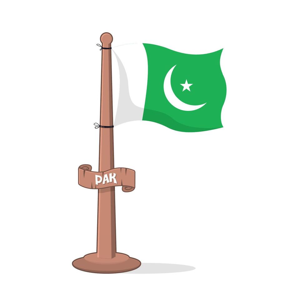 pakistan nationell flagga på trä stå illustration i tecknad serie stil vektor