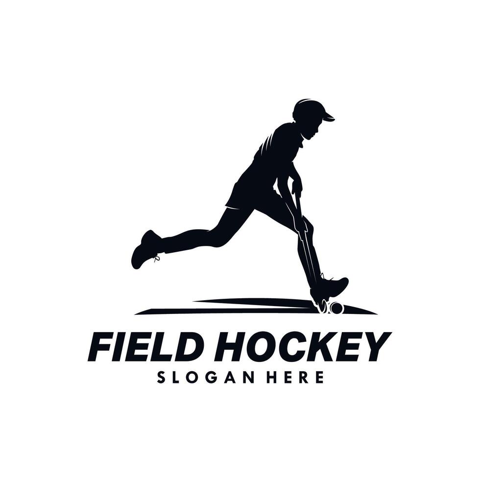 man fält hockey silhuett logotyp design mall vektor