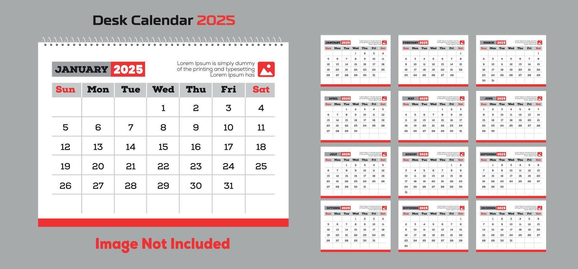 Schreibtisch Kalender Design 2025 vektor