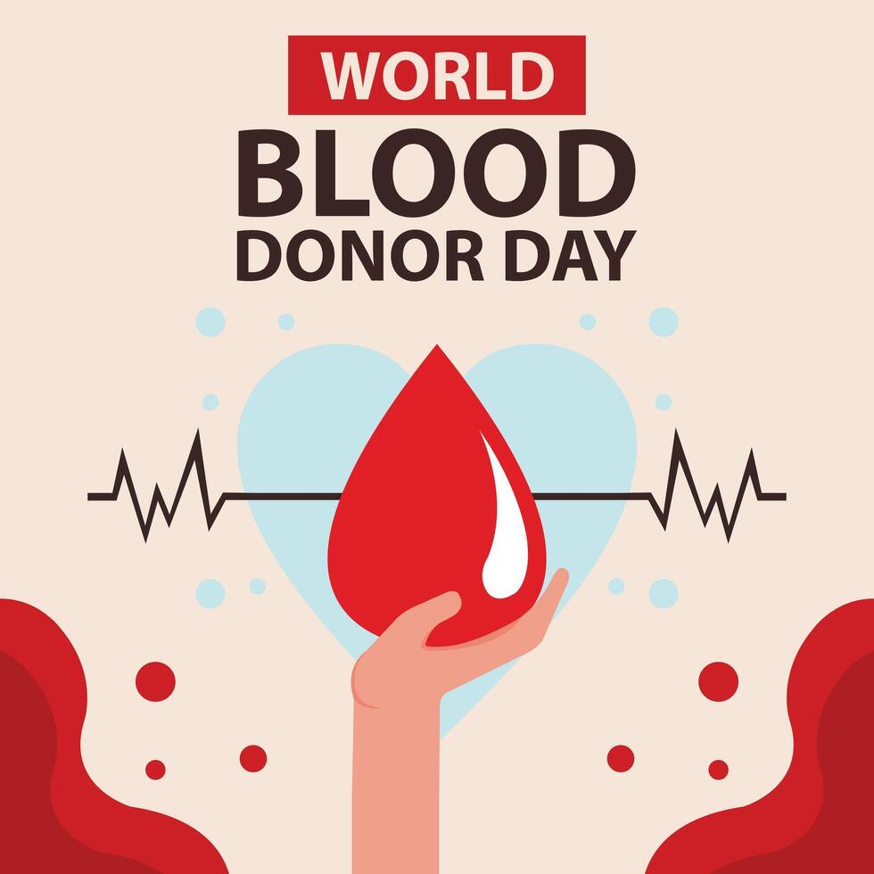 Illustration Grafik von Hand halten ein fallen von Blut, perfekt zum International Tag, Welt Blut Spender Tag, zelebrieren, Gruß Karte, usw. vektor