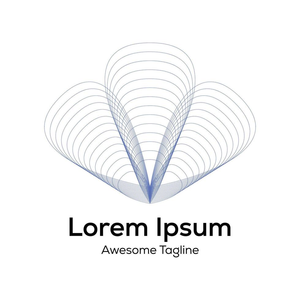 v brev form blomma typ logotyp design ikon vektor