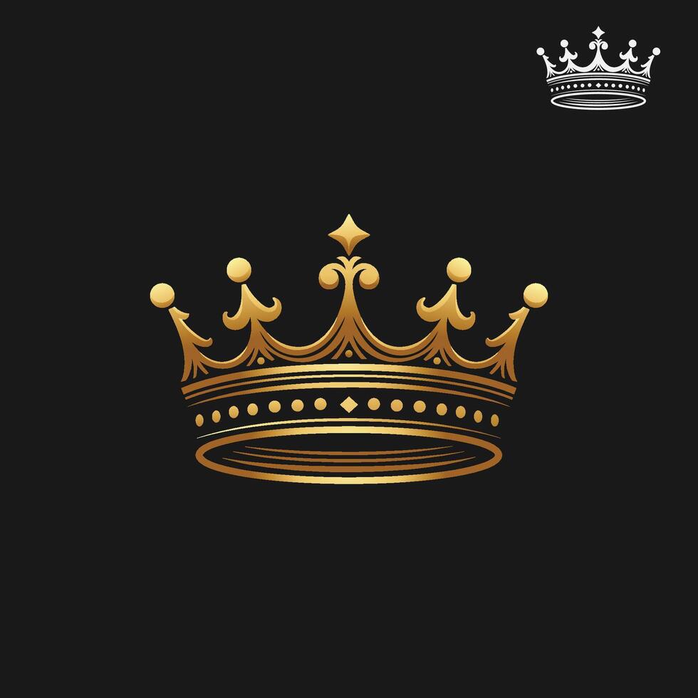 klassisch golden Krone auf schwarz Hintergrund vektor