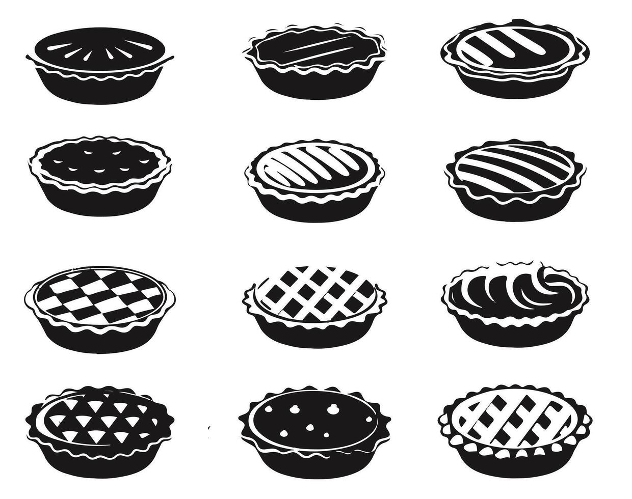 uppsättning av svart och vit bageri ikoner isolerat på vit bakgrund. illustration. vektor