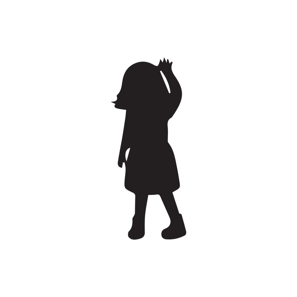 Silhouette von ein Mädchen im ein Kleid auf ein Weiß Hintergrund vektor