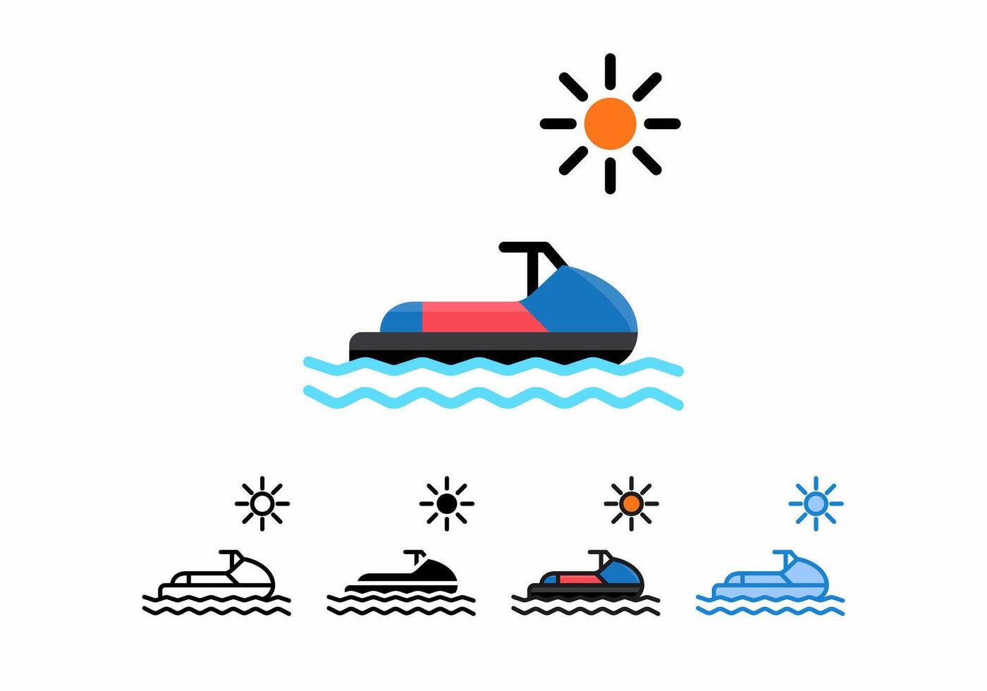 Jet Ski, Wasser Sport, Symbol Design Illustration mit 5 anders Stile. perfekt zum Netz Design usw. vektor