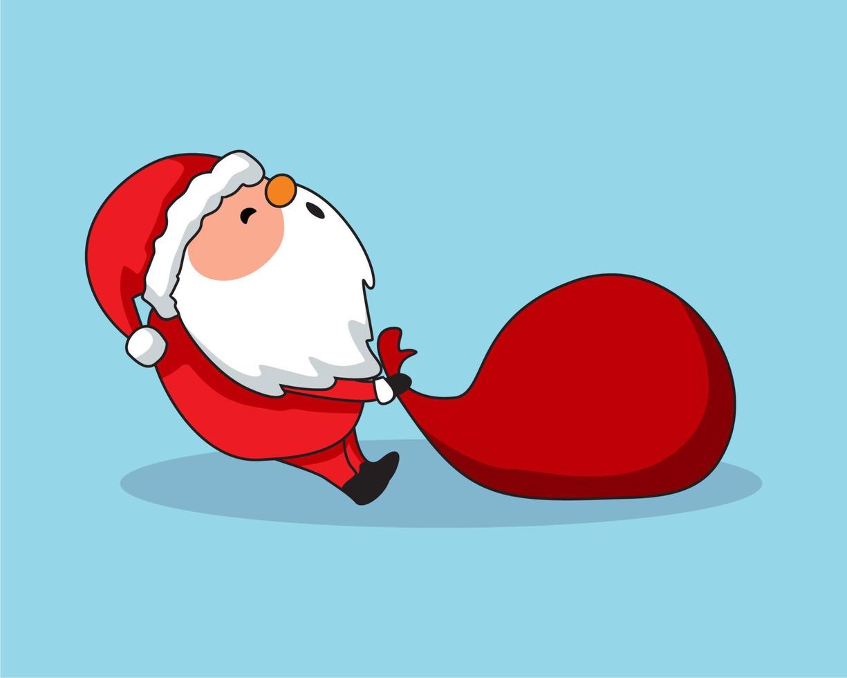 jultomten tecknad julillustration presentpåse vektor
