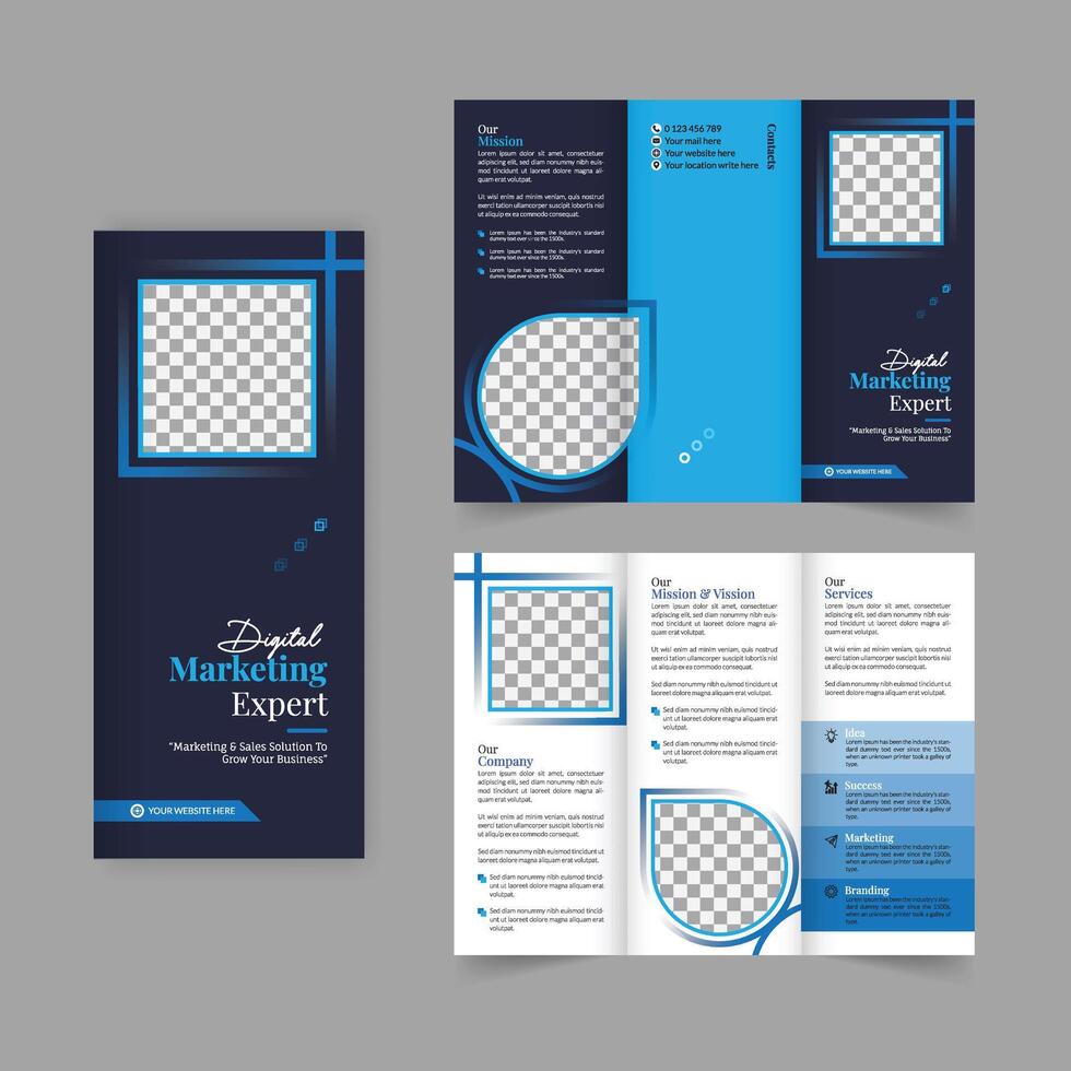 Business Trifold Broschüre Jahresbericht Cover, Digital Marketing Trifold Corporate Broschüre Cover oder Flyer Design. Flyer Präsentation. Katalog mit abstraktem geometrischem Hintergrund. moderne Vorlage vektor