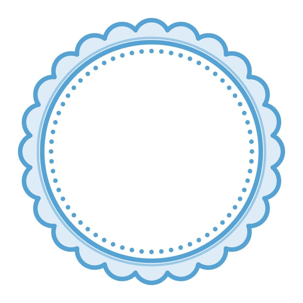 enkel dekorativ uddig blå cirkulär tom ram enkel gräns design vektor