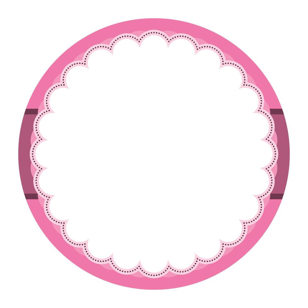 enkel rosa dekorativ runda klistermärke enkel märka tom bakgrund täta design vektor