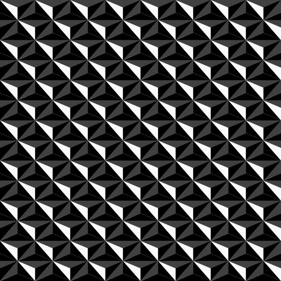 sömlös mörk geometrisk mönster. svartvit mosaik- repeterbar bakgrund. dekorativ svart 3d textur vektor