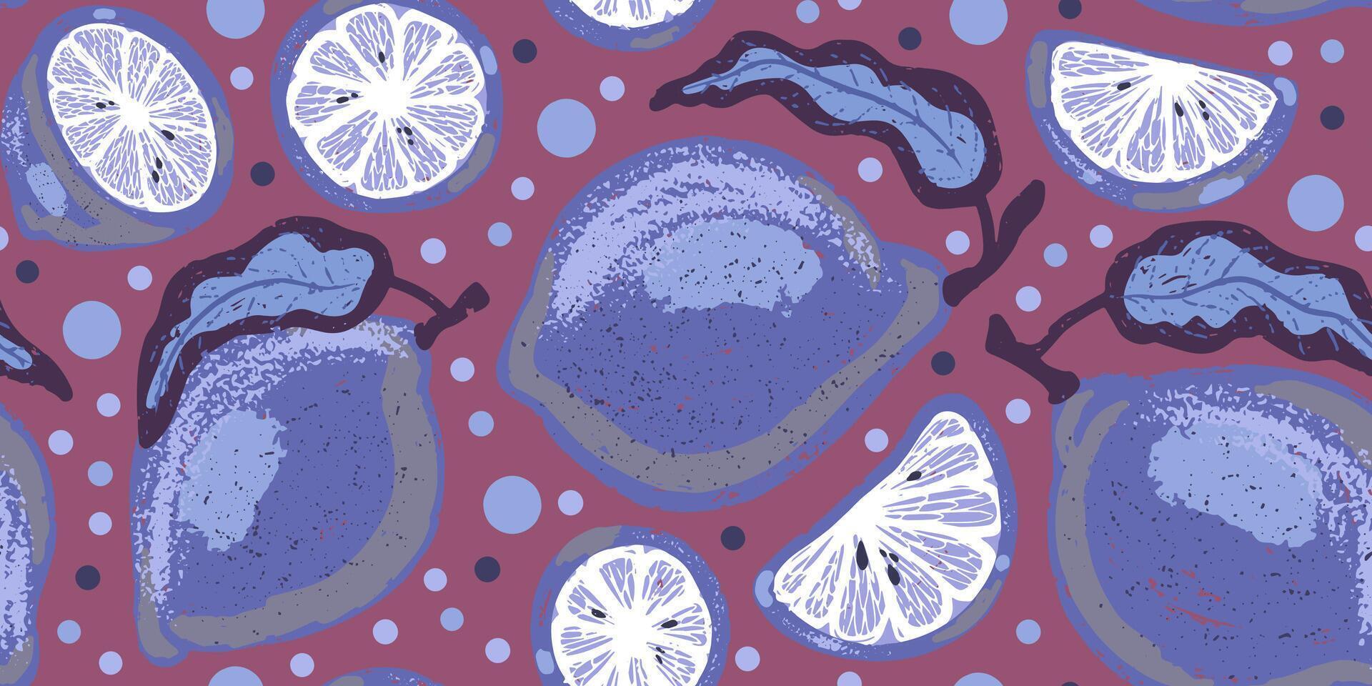 ein Muster mit lila und Blau Früchte vektor