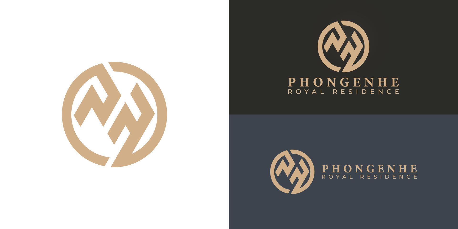 abstrakt Initiale Kreis Brief pr oder rp Logo im Luxus Sanft Gold Farbe isoliert auf mehrere Hintergrund Farben. das Logo ist geeignet zum Hotel und Residenz Unternehmen Logo Design Inspiration Vorlagen. vektor