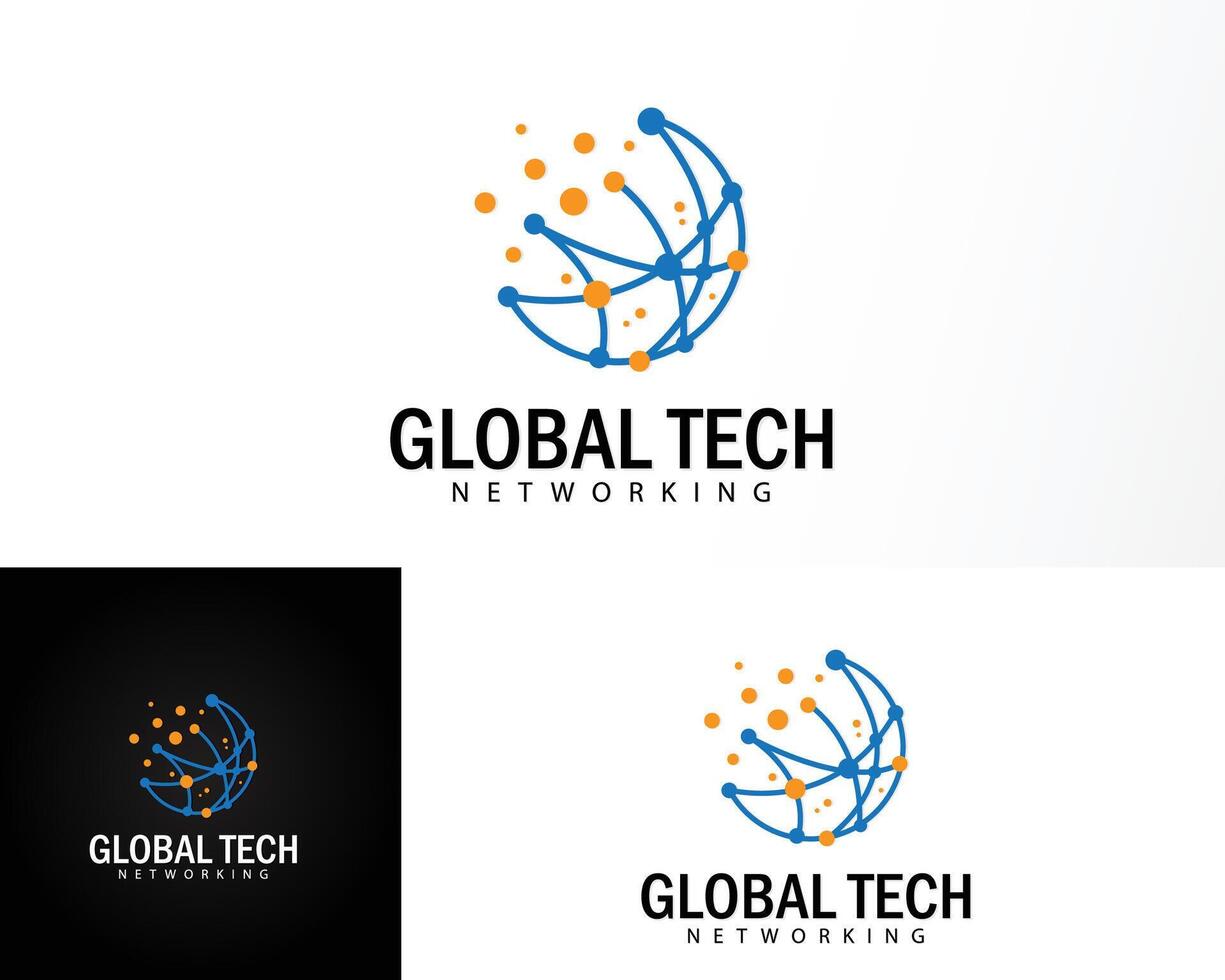 global Technik Symbol einstellen Logo Design Illustration mit kreativ Konzept Prämie vektor