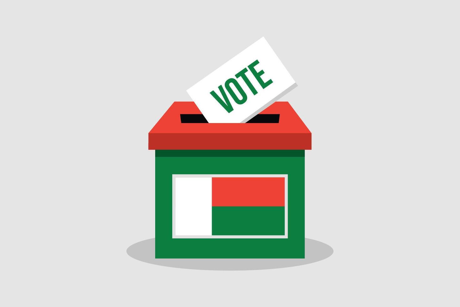Madagaskar Abstimmung Box eben und minimalistisch Illustration Konzept. Abstimmung konzeptionelle Kunst. Wahlen. vektor