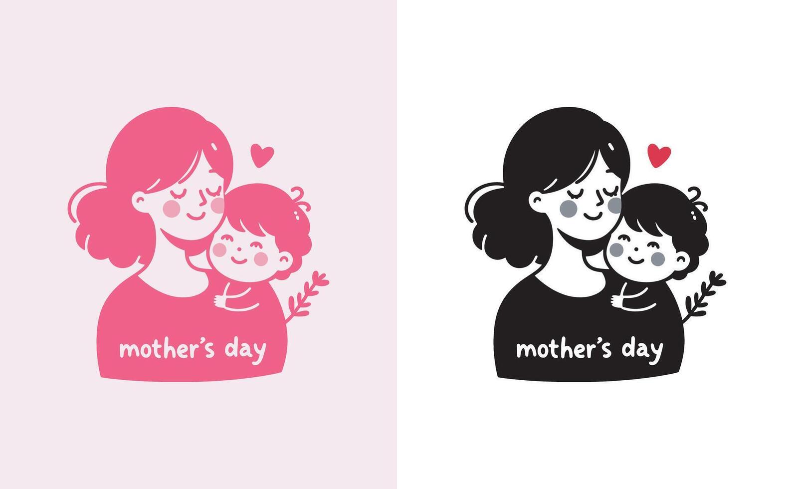 Frauen und Kind Logo Design Mutter Tag Besondere können Sein benutzt im Sozial Medien Post, Gruß Karte Design, Banner und Plakate. glücklich Mütter Tag Silhouette zum Beste Mama und Kind Liebe Karte Design vektor