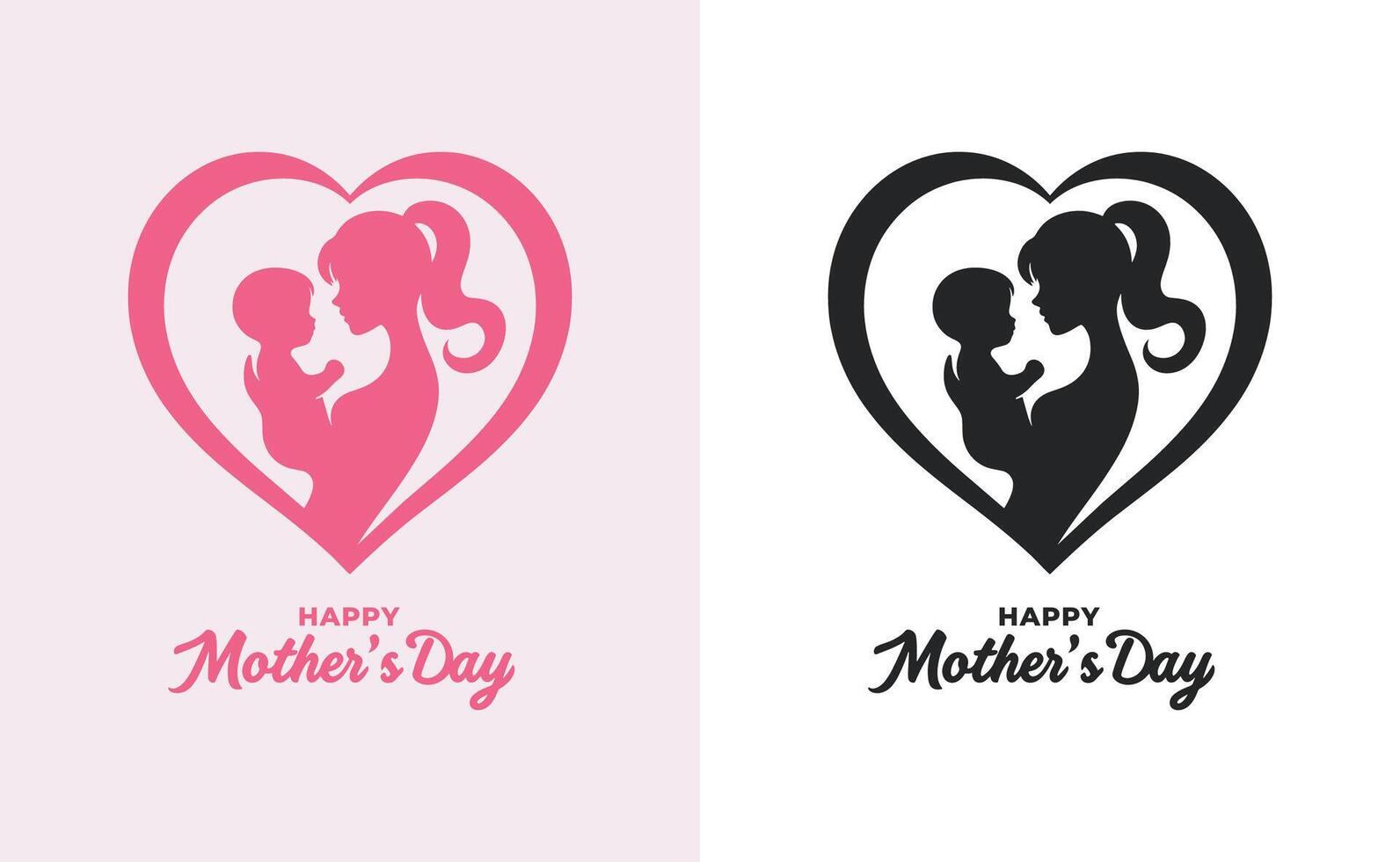 Frauen und Kind Logo Design Mutter Tag Besondere können Sein benutzt im Sozial Medien Post, Gruß Karte Design, Banner und Plakate. glücklich Mütter Tag Silhouette zum Beste Mama und Kind Liebe Karte Design vektor