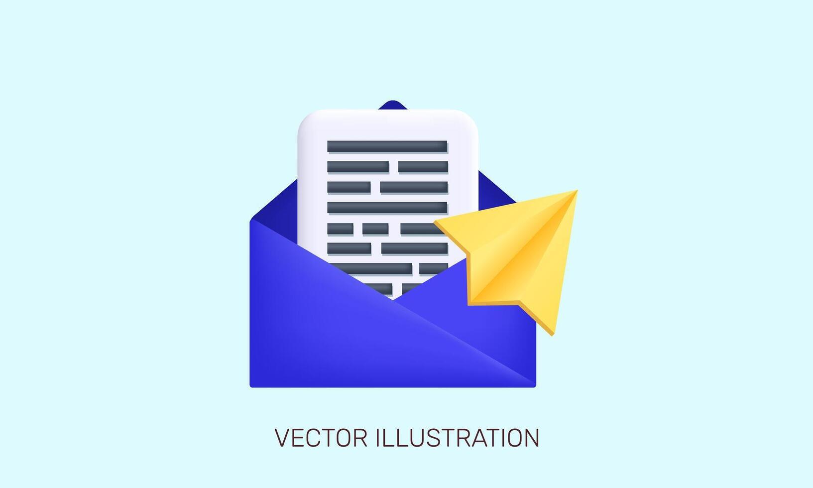 3d realistisch Symbol senden Email Benachrichtigung ungelesen Mail Design vektor