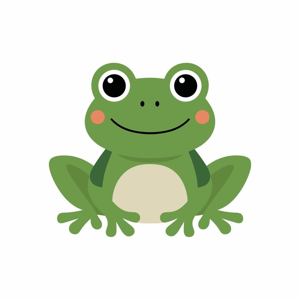 söt tecknad serie groda uppsättning, animering ramar. förtjusande liten froggy leende, Hoppar, kväkande, vinka och fångst flyga med tunga. enkel platt stil illustration. vektor