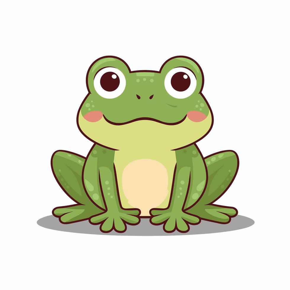 süß Karikatur Frosch Satz, Animation Rahmen. bezaubernd wenig Frosch lächelnd, Springen, krächzen, winken und fangen fliegen mit Zunge. einfach eben Stil Illustration. vektor