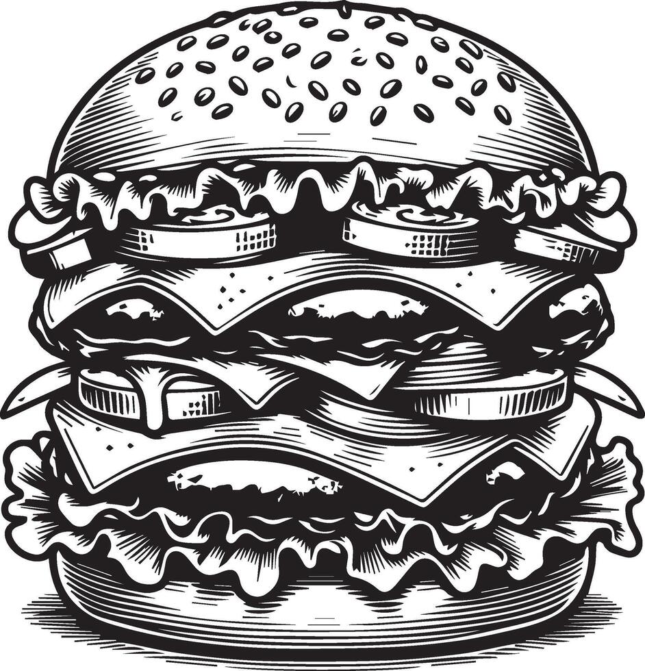 Burger Silhouette Illustration auf Weiß Hintergrund. Burger Logo vektor